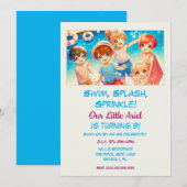 Adlige japanische Anime Kids Pool Geburtstagsparty Einladung (Vorne/Hinten)