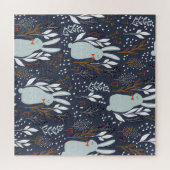 Adlige Kaninchen: Wald nahtlos Muster Puzzle (Horizontal)
