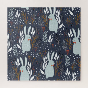 Adlige Kaninchen: Wald nahtlos Muster Puzzle