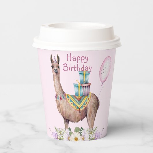 Adlige Lama-Papiertafeln Pappbecher (Rückseite)