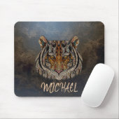 Adlige Lippen, Tigerkopf, Leder - Personalisiert Mousepad (Mit Mouse)
