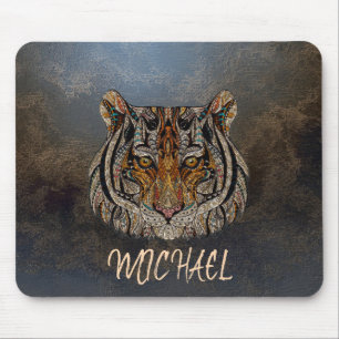 Adlige Lippen, Tigerkopf, Leder - Personalisiert Mousepad