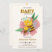 Adlige Mutter & Baby rosa Blumendusche Einladung (Vorne/Hinten)