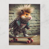 Adlige Punk Rock Skateboarding Hamster Postkarte (Vorderseite)