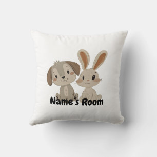 Adlige Rabbit und Welpenfreunde Kinderzimmer Kissen