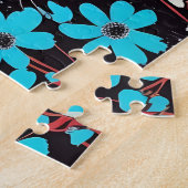 Adlige Raccoons mit blauem Blumenhintergrund Puzzle (Seite)
