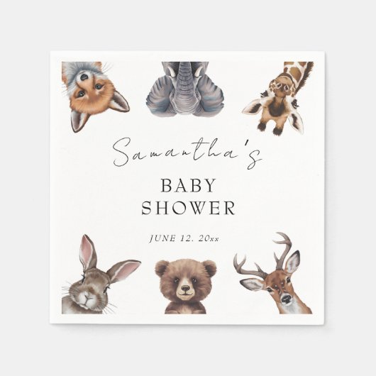 Adlige Safaritiere Baby Duschkarten und Geschenk Serviette (Vorderseite)