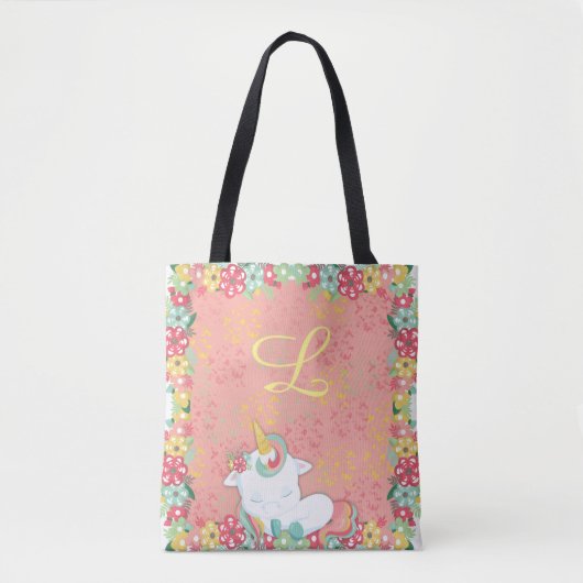 Adlige Schlafcouch und Blume Mit Monogramm Tasche (Vorderseite)