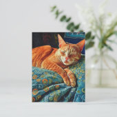 Adlige Sleeping Ginger Cat Postkarte (Stehend Vorderseite)