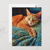 Adlige Sleeping Ginger Cat Postkarte (Vorne/Hinten)