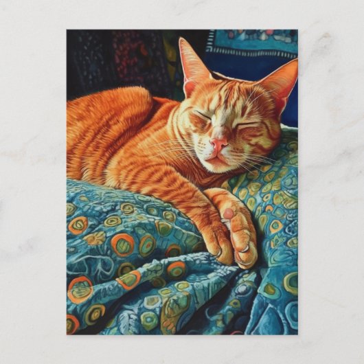 Adlige Sleeping Ginger Cat Postkarte (Vorderseite)