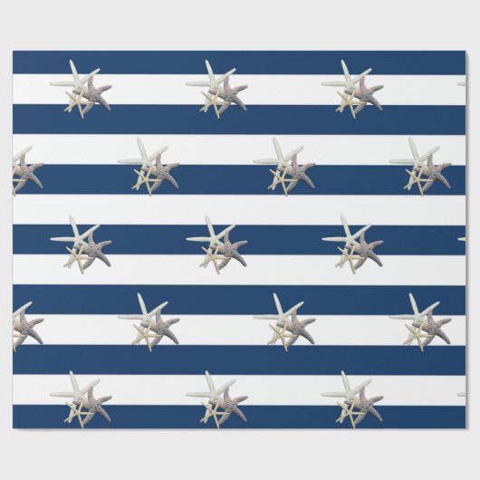 Adlige Sternfische,Blaue Streifen Geschenkpapier (Flach)