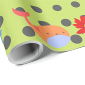 Adlige Tiere und Blume grünes Party Geschenkpapier (Rolleneckpunkt)