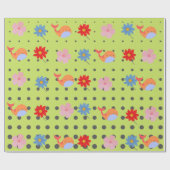 Adlige Tiere und Blume grünes Party Geschenkpapier (Flach)