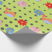 Adlige Tiere und Blume grünes Party Geschenkpapier (Ecke)