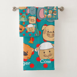 Adlige Tierfarm Kids Safari-Tiger Löwe blau Badhandtuch Set