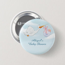 Adlige Vögel tragen Mädchen Babydusche Geschenk Button