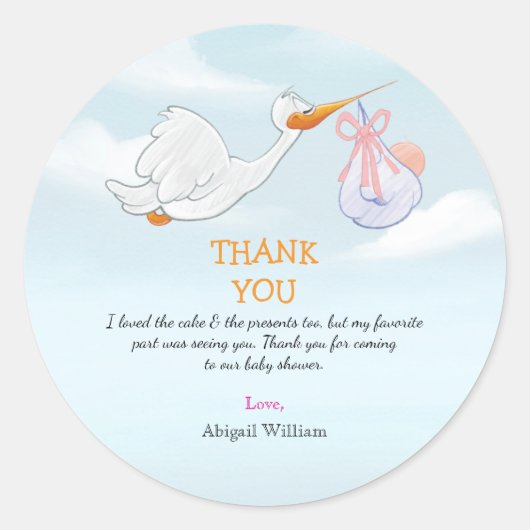 Adlige Vögel tragen Mädchen Babydusche Geschenk Runder Aufkleber (Vorderseite)