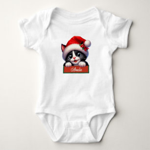 Adlige Weihnachts Cat Design Baby Bodysuit Strampler