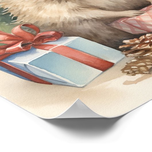Adlige Weihnachts-Igel-Urlaubstext Poster (Ecke)