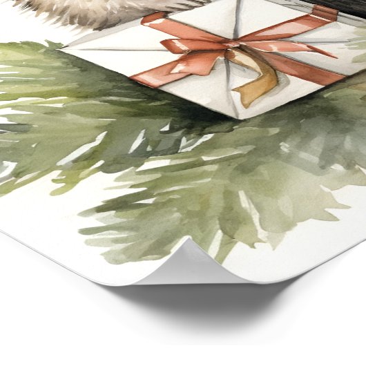 Adlige Weihnachts-Igel-Urlaubstext Poster (Ecke)