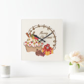 Adlige Weihnachts-Leckerei-Uhr Quadratische Wanduhr (Zuhause)