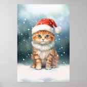 Adlige Weihnachtsginger Kätzchen im Schnee Poster (Vorne)