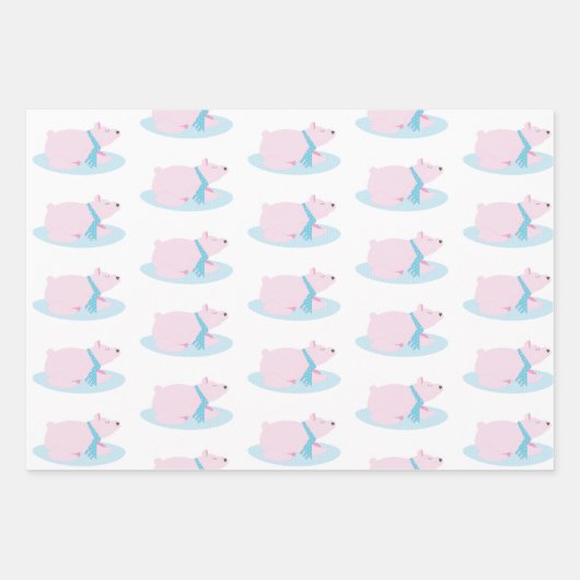 Adlige Weihnachtspolar Fluffy Bears Schneeflocken Geschenkpapier Set (Vorderseite 2)