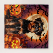 Adlige Welpe mit Halloween-Hintergrund Puzzle (Horizontal)