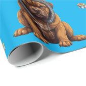 Adlige Welpen 1 Weihnachtsfeiertag auf blau Geschenkpapier (Rolleneckpunkt)