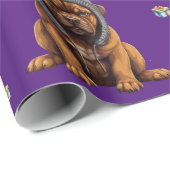 Adlige Welpen 1 Weihnachtsfeiertag auf Lila Geschenkpapier (Rolleneckpunkt)