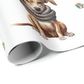 Adlige Welpen 6 Weihnachtsfeiertage auf Weiß Geschenkpapier (Rolleneckpunkt)