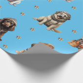 Adlige Welpen 7 Weihnachtsfeiertage auf Blue Geschenkpapier (Ecke)