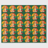 Adlige Welpen Weihnachten Weihnachtsmannmütze Retr Geschenkpapier (Flach)
