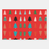 Adlige Xmas Muster Bäume grün rosa niedlich Geschenkpapier Set (Vorderseite 3)