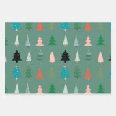 Adlige Xmas Muster Bäume grün rosa niedlich Geschenkpapier Set (Vorderseite)