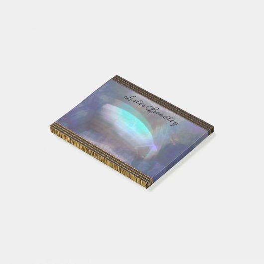 Admenia Bleu Elegant Monogram Post-it Klebezettel (angewinkelt)