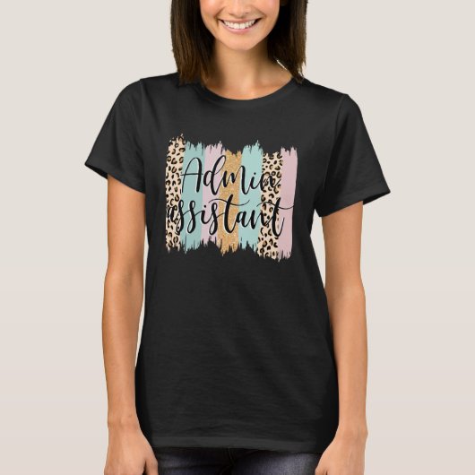 Admin Assistant Rainbow Leopard Team Office Staff T-Shirt (Vorderseite)