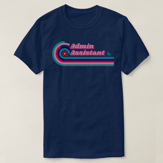 Admin Assistant Retro Rosa Wave T-Shirt (Design vorne)