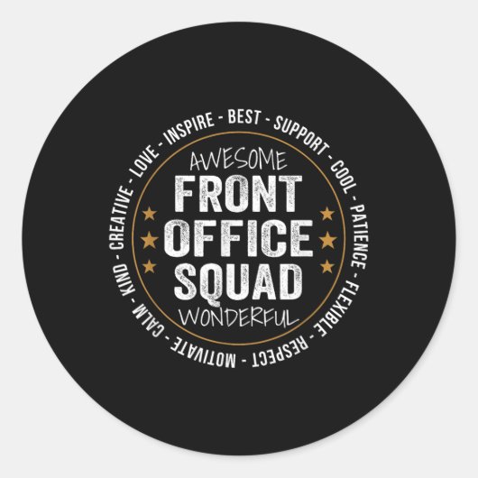 Admin Istant Funny Front Office Squad School Mitar Runder Aufkleber (Vorderseite)