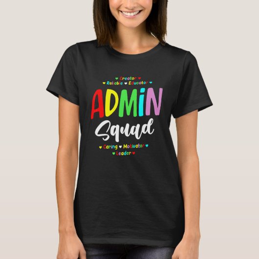 Admin Squad School Admin Assistant Hauptverwaltung T-Shirt (Vorderseite)