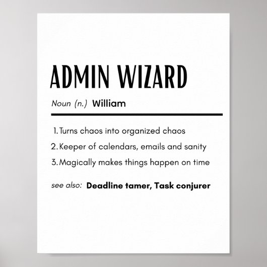 Admin-Zauberer Lustige Definition Personalisierter Poster (Vorne)