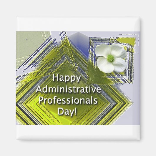 Administrativ Day White Floral Magnet (Vorne)