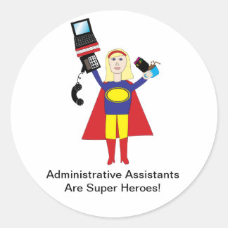 Administrative Beruflich Super Helden personalisie Runder Aufkleber