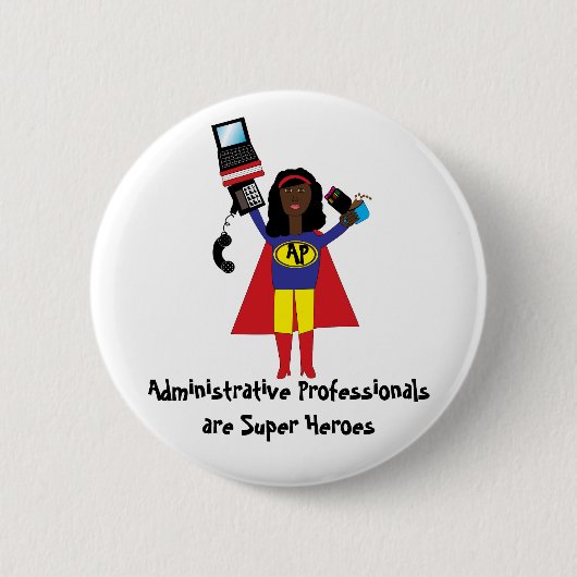 Administrative Beruflich Super Hero (African Am Button (Vorderseite)