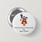 Administrative Beruflich Super Hero (Brünett) Button (Vorne & Hinten)