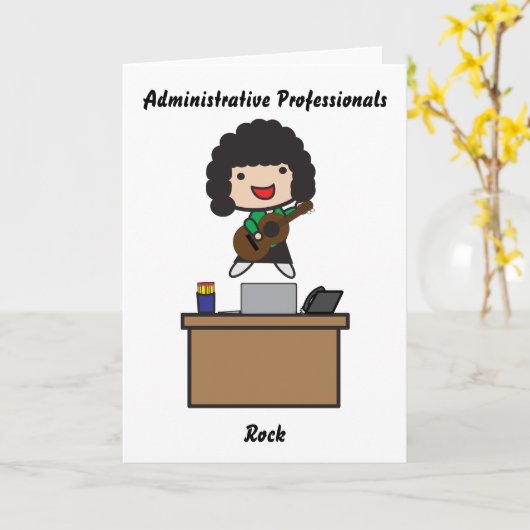 Administrative Professionals Rock dunkles Haar Fun Karte (Gelbe Blume)