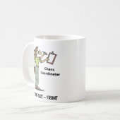 Administrator Cartoon Frau Kaffeetasse (Vorderseite Links)