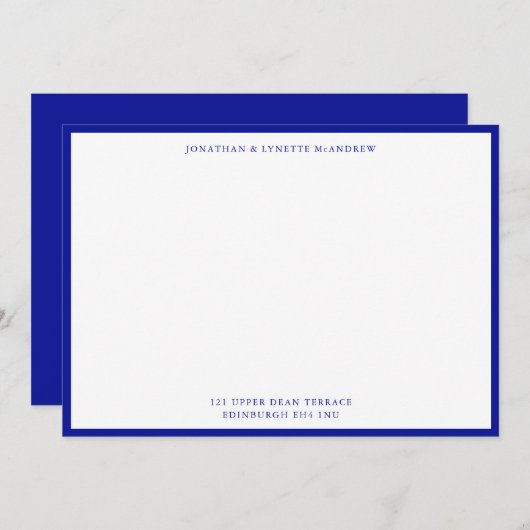 Admiral Blue Classic Border Flat Note Card Mitteilungskarte (Vorne/Hinten)
