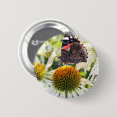 Admiral Butterfly auf Blume Button (Vorne & Hinten)